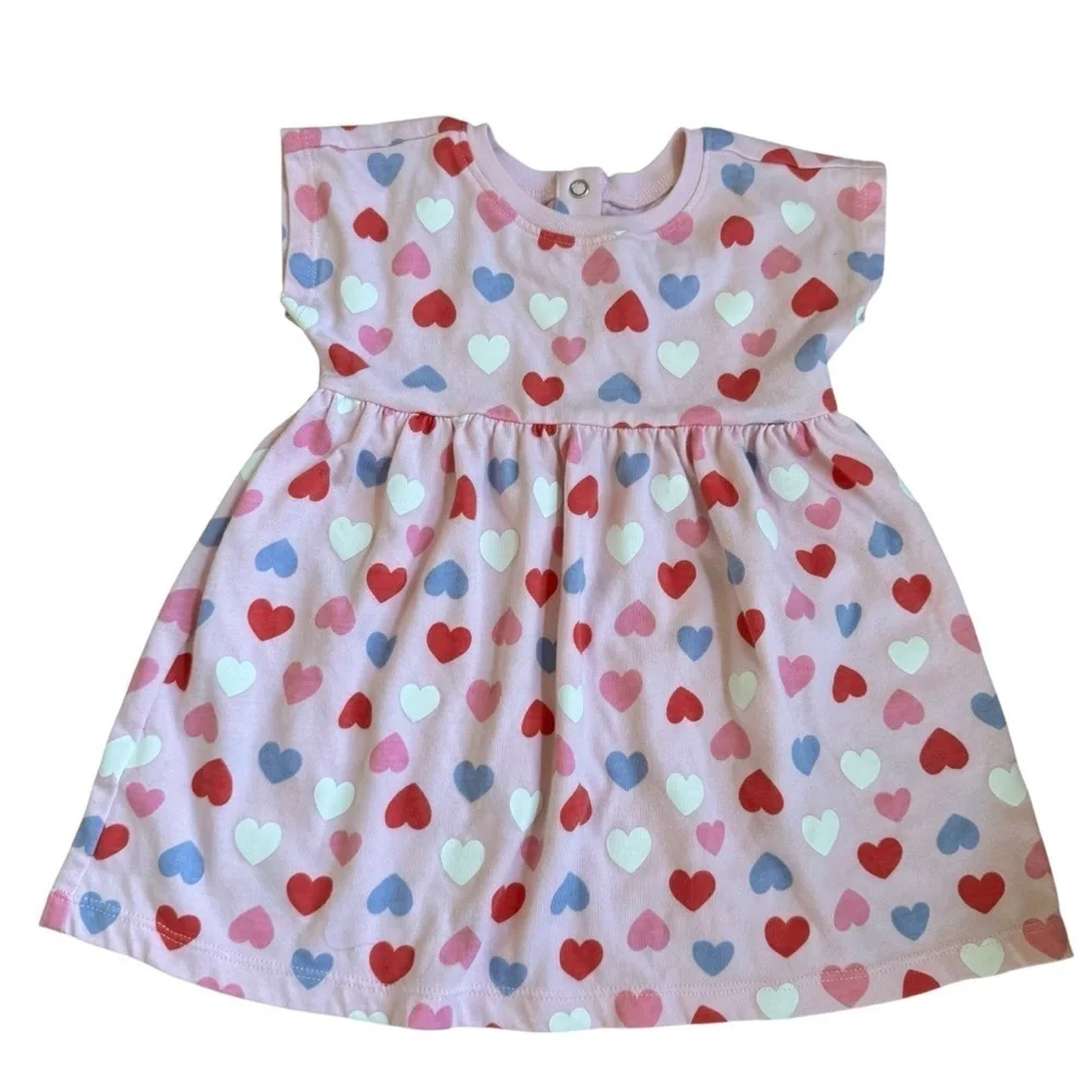 Bundle 4PC Dresses Baby Girl 18M Sleeveless Pink Hearts Floral Eyelet Summer